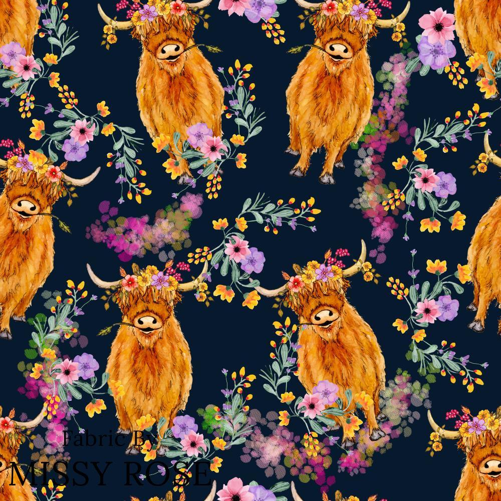 Design 113 Navy Highland Fabric – Australian custom printed fabric pre-order | Fabric by Missy Rose