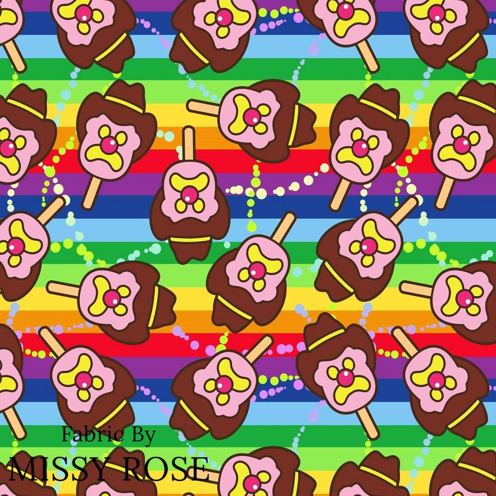 Design 115 Rainbow Ice Cream Fabric – premium custom printed fabric for sewing | Fabric by Missy Rose