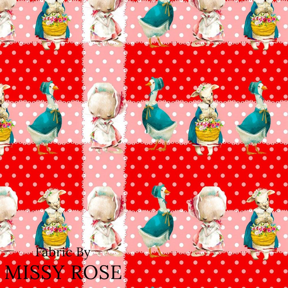 Design 118 Red Farm Animals Fabric – pre-order designer fabric Australia | Fabric by Missy Rose