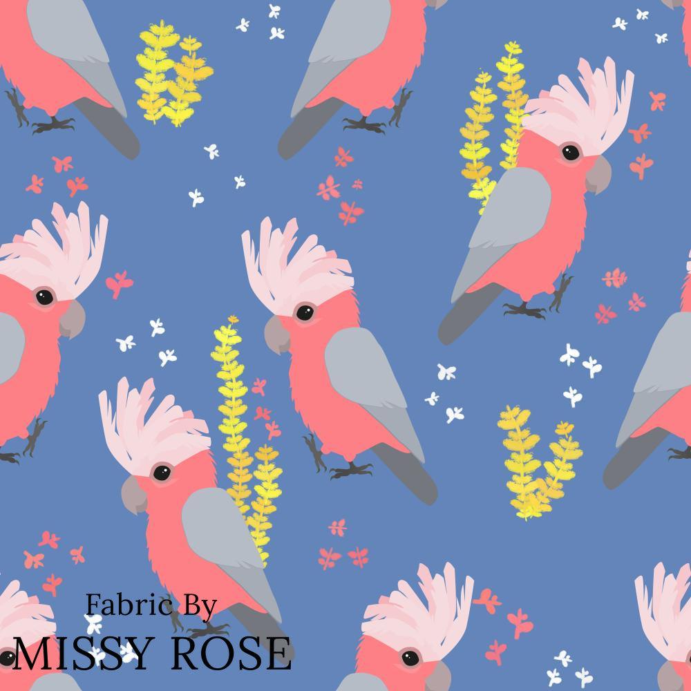 Design 120 Blue Galah Fabric – custom printed pre-order fabric Australia | Fabric by Missy Rose