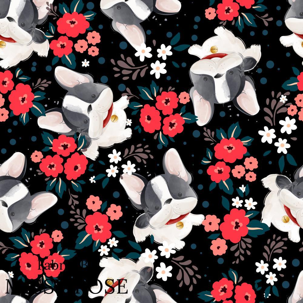 Design 130 Black Frenchie Fabric – custom printed pre-order fabric Australia | Fabric by Missy Rose