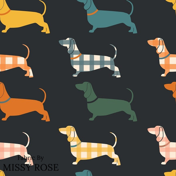 Unlimited - Navy Sausage Dog Fabric