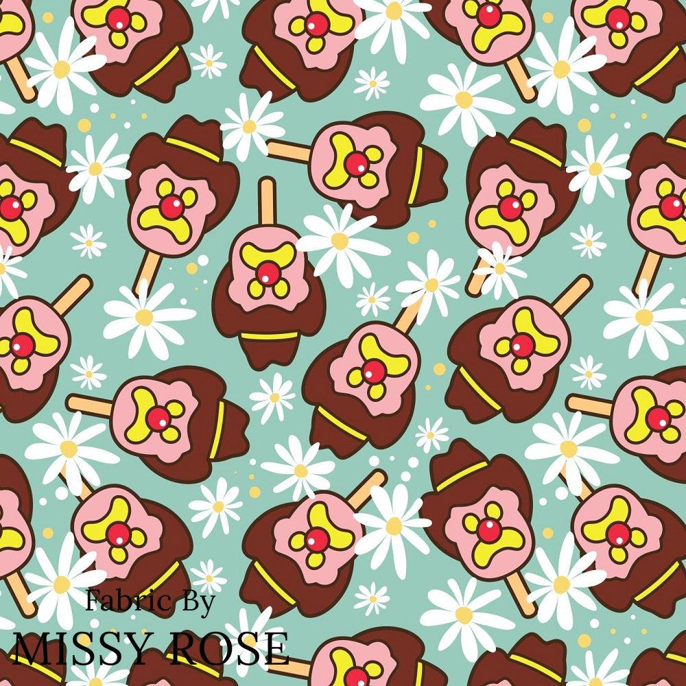 Design 143 Teal Ice Cream Fabric – custom printed pre-order fabric Australia | Fabric by Missy Rose