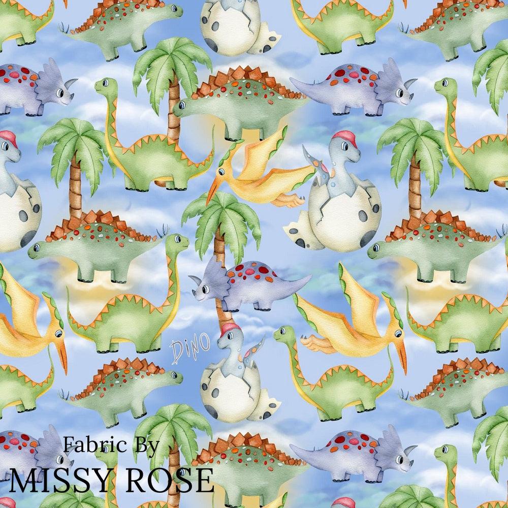 Design 155 Birthday Dinosaur Fabric – premium custom printed fabric for sewing | Fabric by Missy Rose