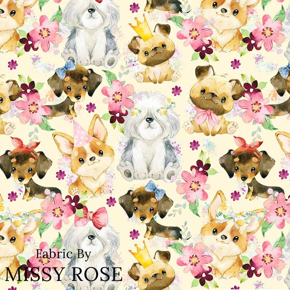 Design 165 Cute Yellow Dogs Fabric – premium custom printed fabric for sewing | Fabric by Missy Rose