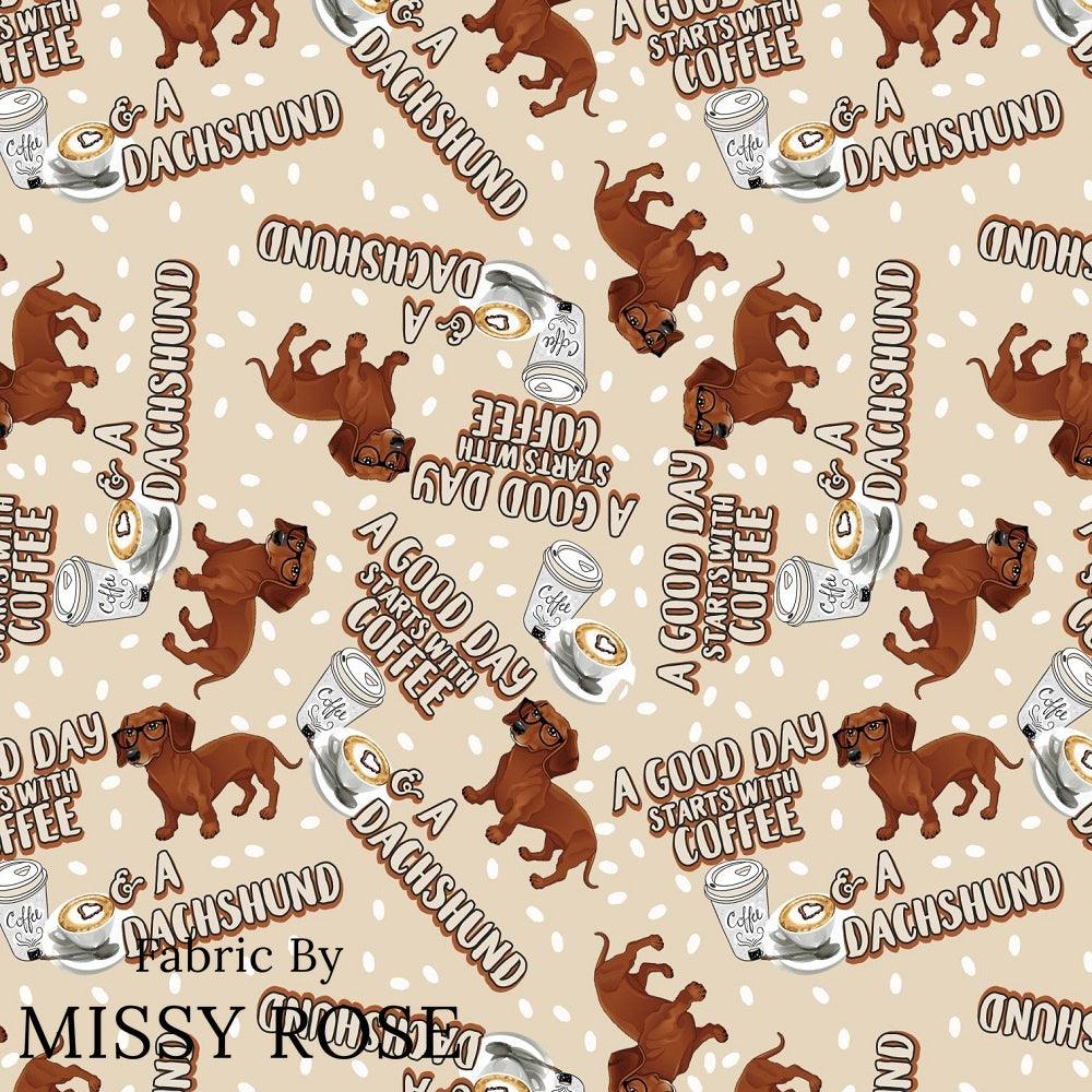 Design 171 Daschund Fabric – custom printed pre-order fabric Australia | Fabric by Missy Rose