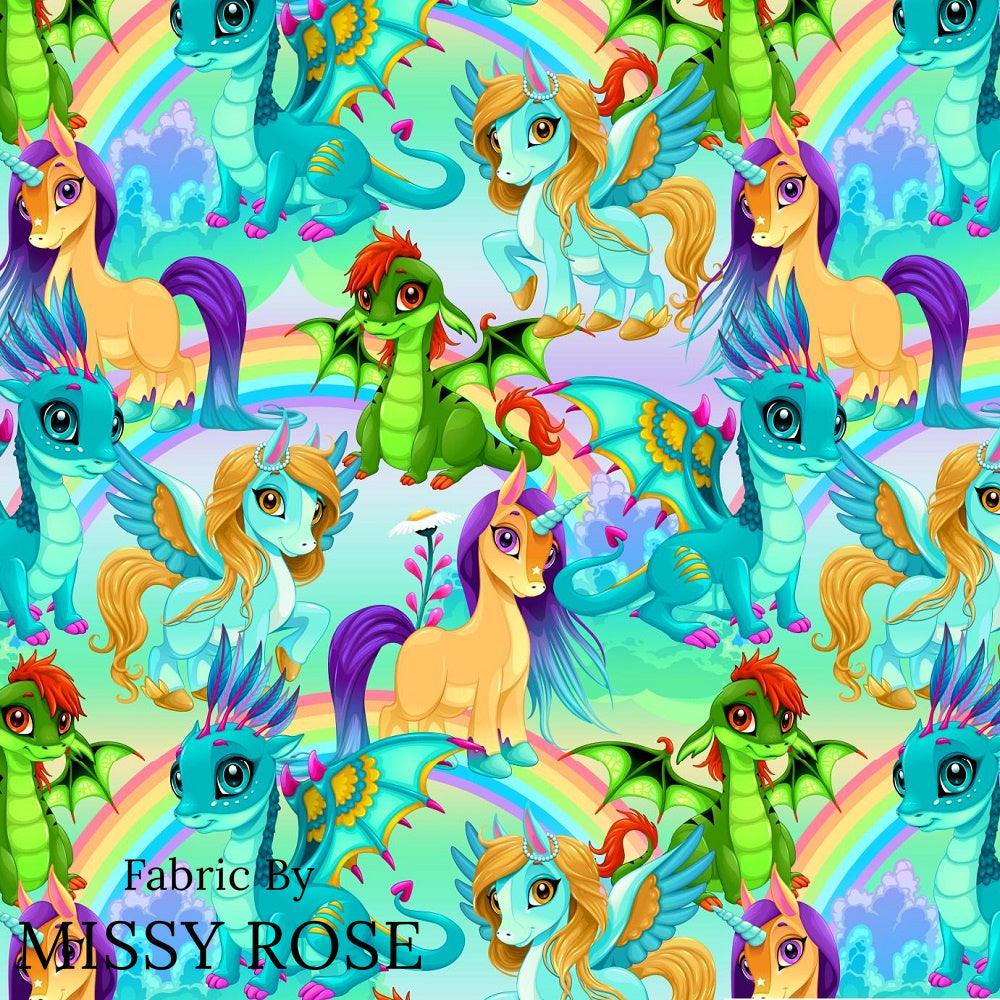 Design 182 Bright Unicorn Fabric – custom printed pre-order fabric Australia | Fabric by Missy Rose