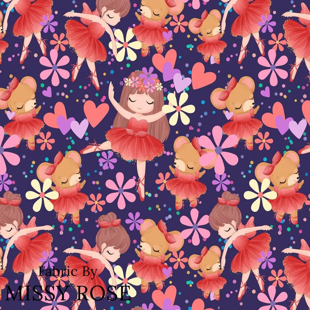 Design 186 Navy Ballerina Fabric – pre-order designer fabric Australia | Fabric by Missy Rose