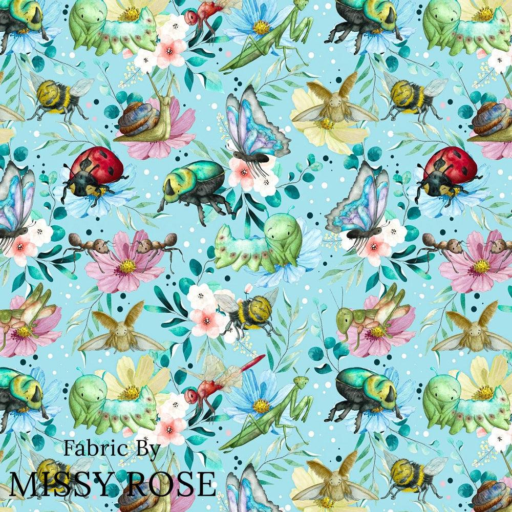 Design 21 Blue Insects Fabric – Australian custom printed fabric pre-order | Fabric by Missy Rose
