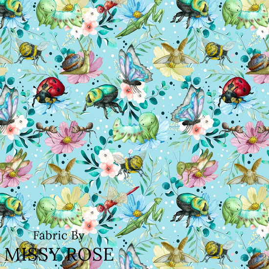 Design 21 - Blue Insects Fabric