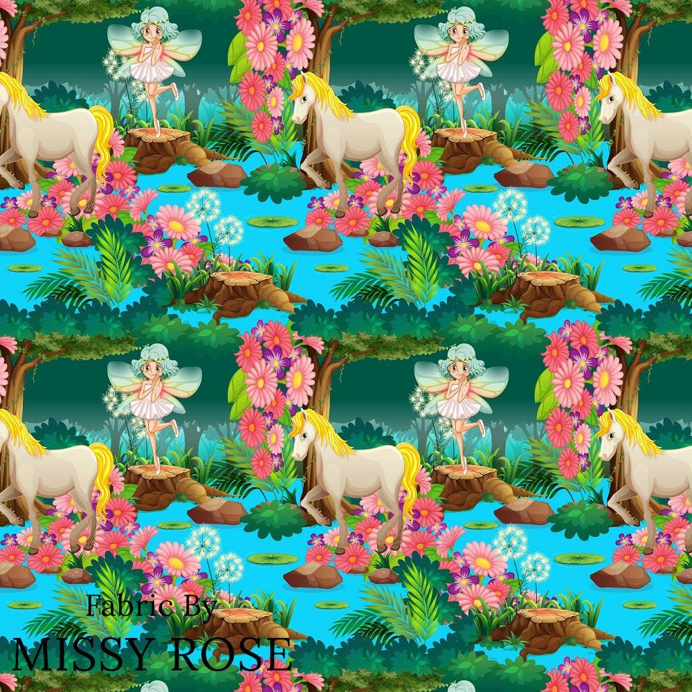 Design 210 Unicorn Fairy Fabric – premium custom printed fabric for sewing | Fabric by Missy Rose