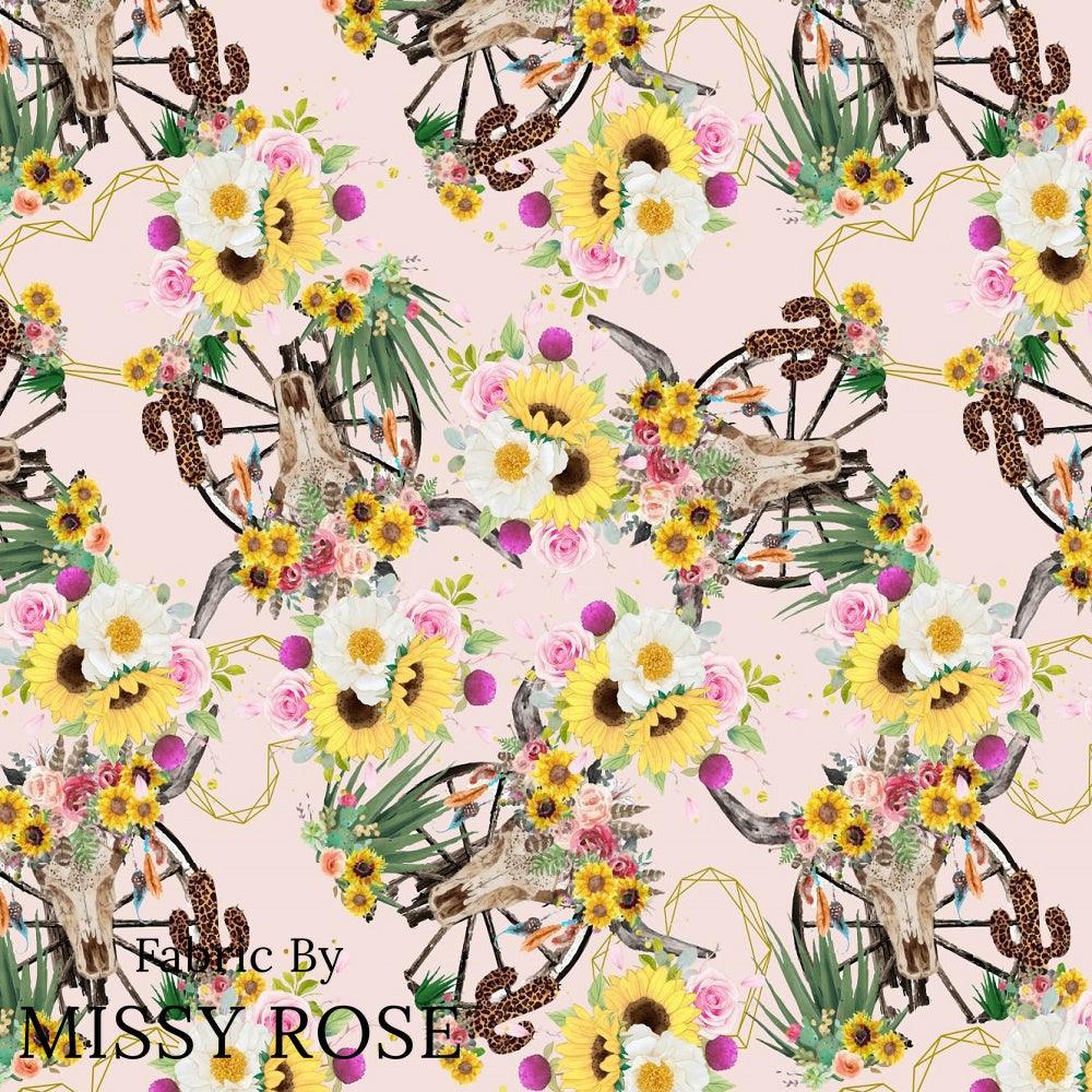 Design 226 Floral Bull Skull Fabric – premium custom printed fabric for sewing | Fabric by Missy Rose