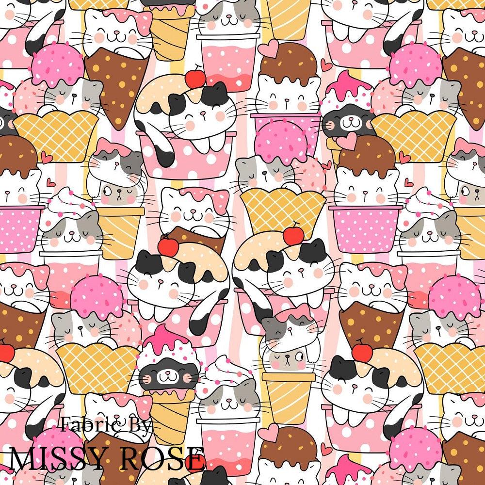 Design 229 Ice Cream Kitties Fabric – Australian custom printed fabric pre-order | Fabric by Missy Rose