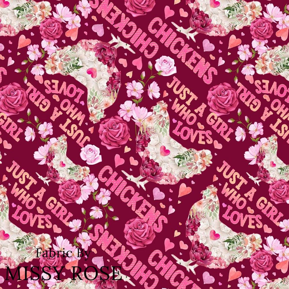 Design 230 Chickens Fabric – premium custom printed fabric for sewing | Fabric by Missy Rose
