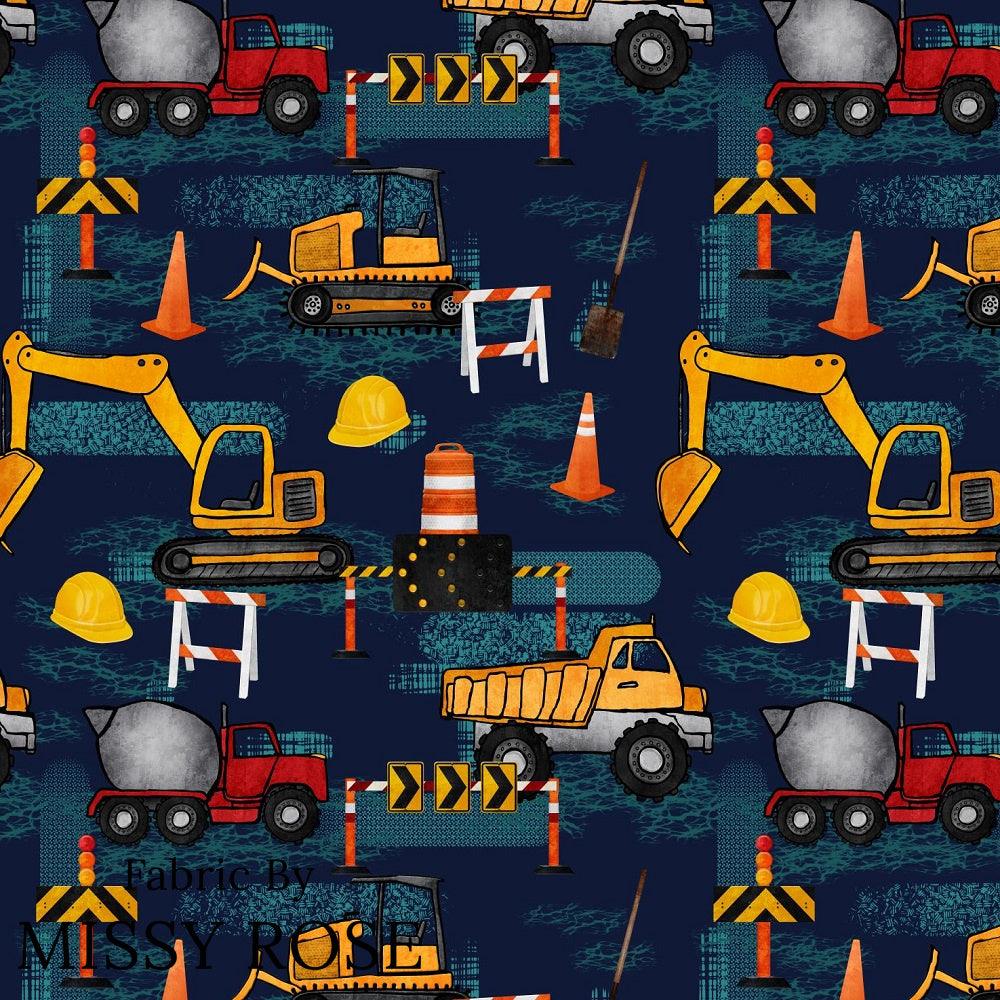 Design 231 Navy Construction Fabric – custom printed pre-order fabric Australia | Fabric by Missy Rose