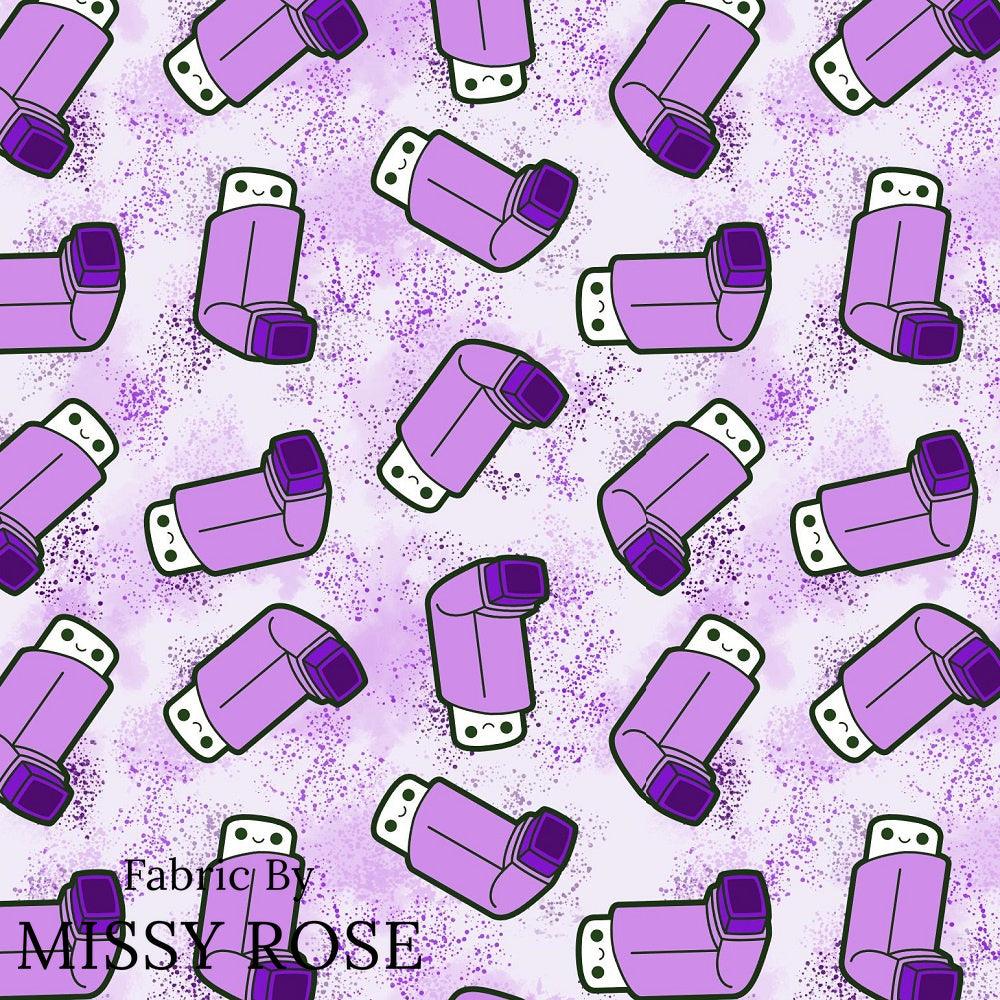 Design 235 Purple Asthma Fabric – premium custom printed fabric for sewing | Fabric by Missy Rose