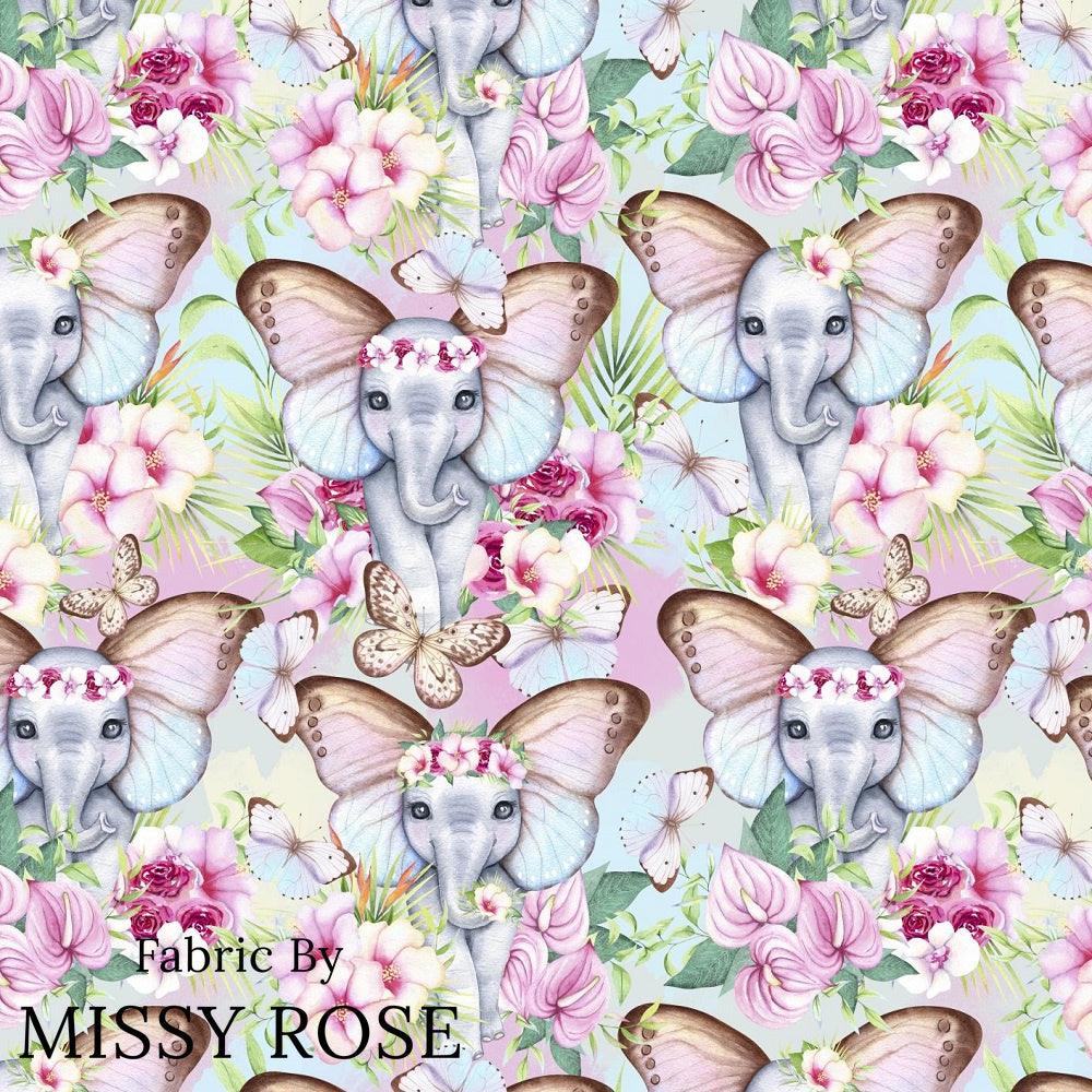 Design 241 Floral Elephant Fabric – pre-order designer fabric Australia | Fabric by Missy Rose
