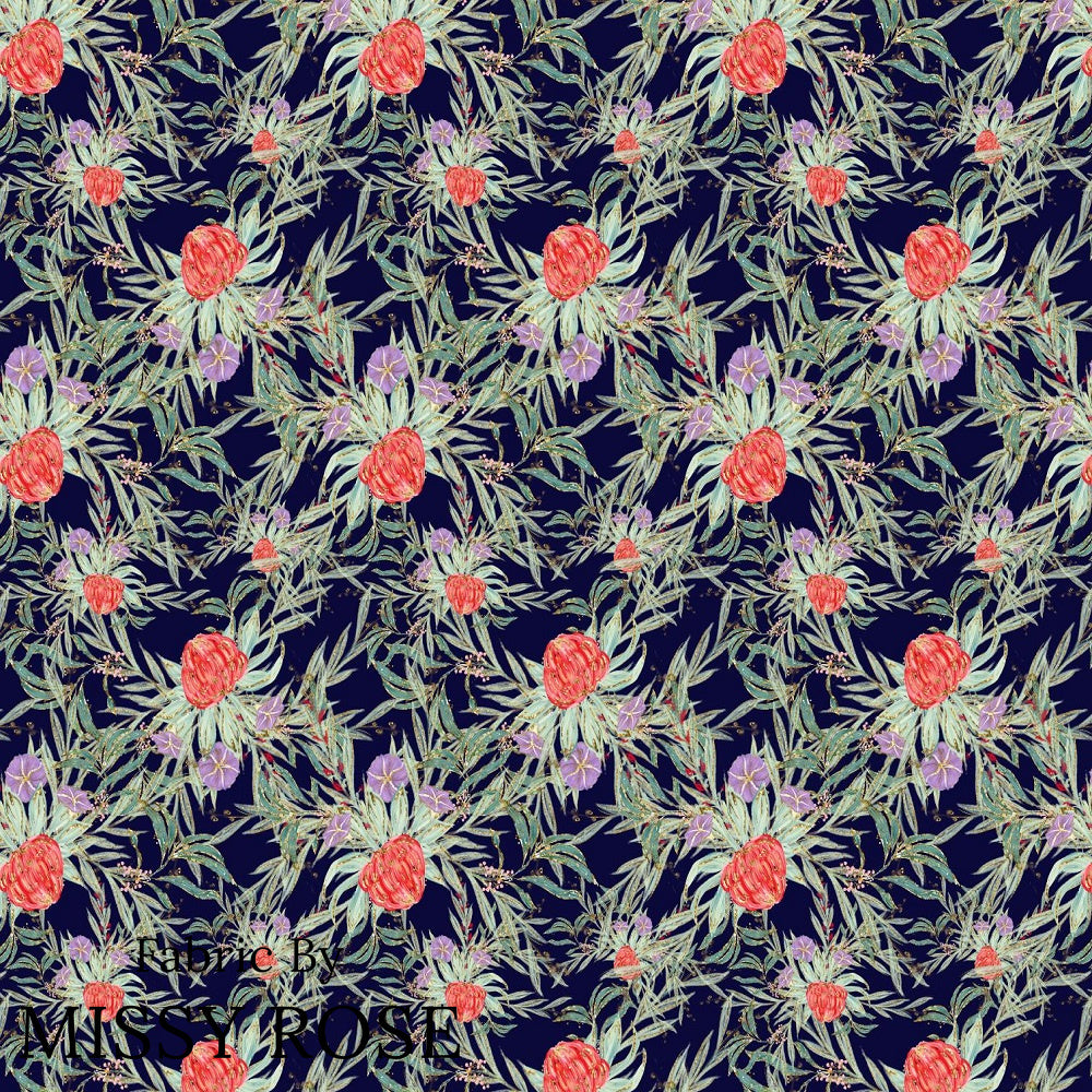 Design 250 - Navy Australian Flowers Fabric