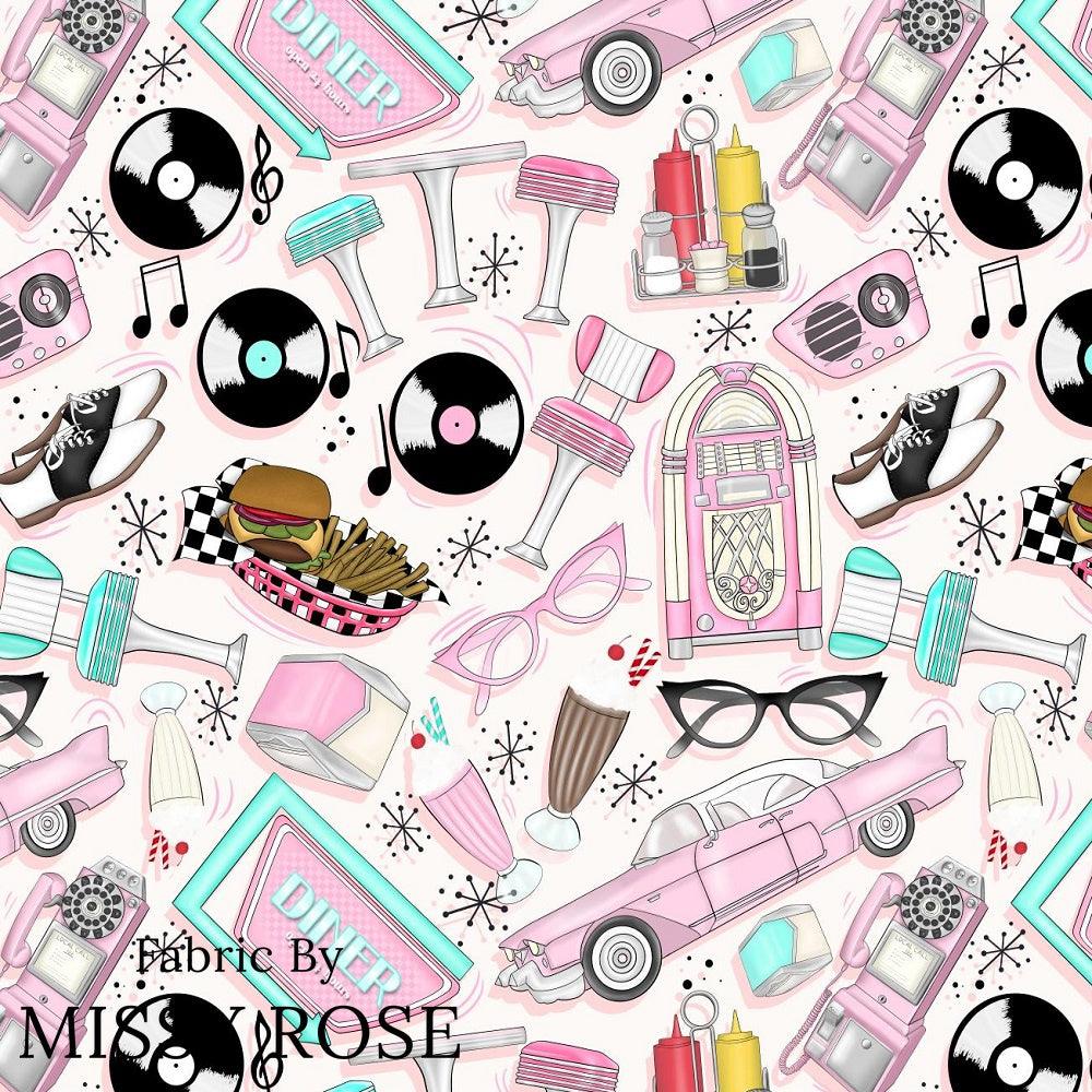 Design 265 Retro Diner Fabric – premium custom printed fabric for sewing | Fabric by Missy Rose