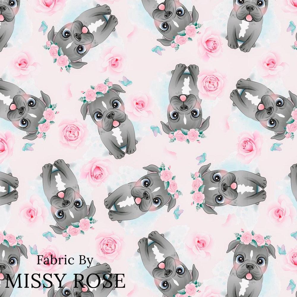 Design 267 Pink Dog Fabric – premium custom printed fabric for sewing | Fabric by Missy Rose