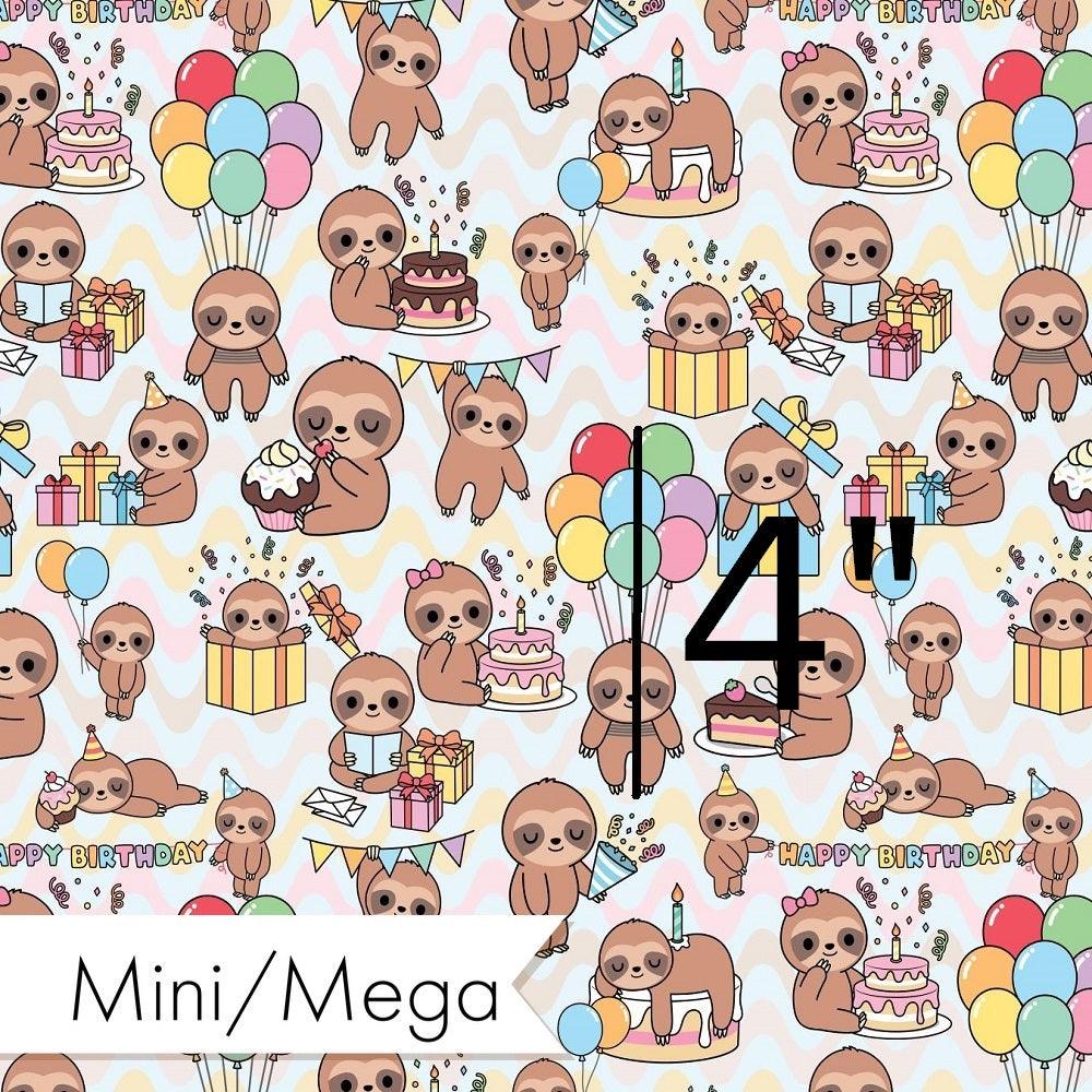 Design 27 Birthday Sloth Fabric – made-to-order custom fabric by the metre | Fabric by Missy Rose