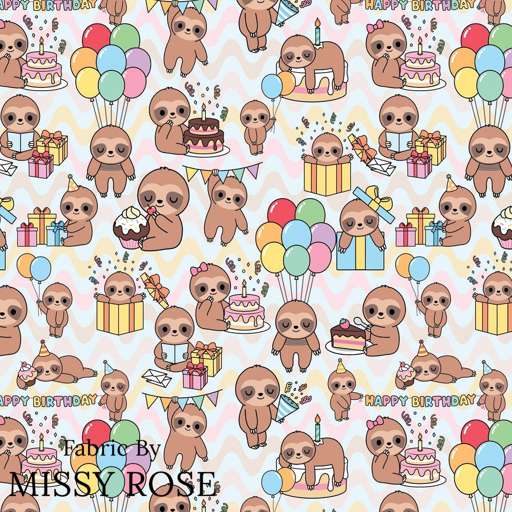 Design 27 - Birthday Sloth Fabric