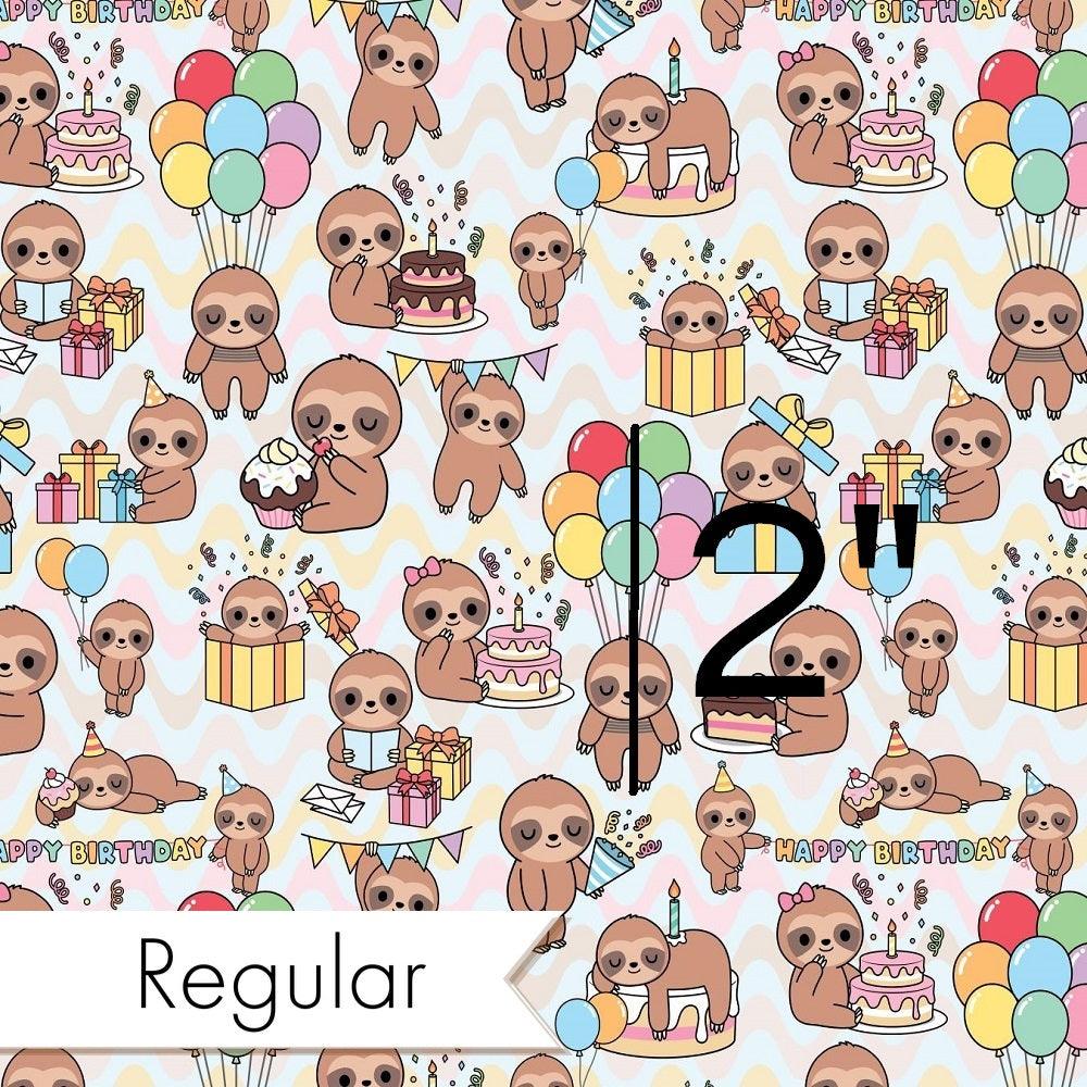 Design 27 Birthday Sloth Fabric – custom printed pre-order fabric Australia | Fabric by Missy Rose