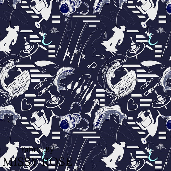 Design 279 - Navy Fishing Fabric