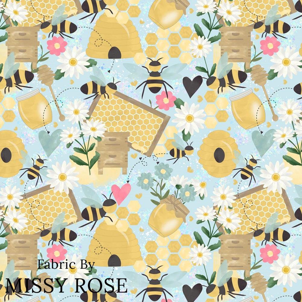 Design 284 Blue Bee Fabric – Australian custom printed fabric pre-order | Fabric by Missy Rose
