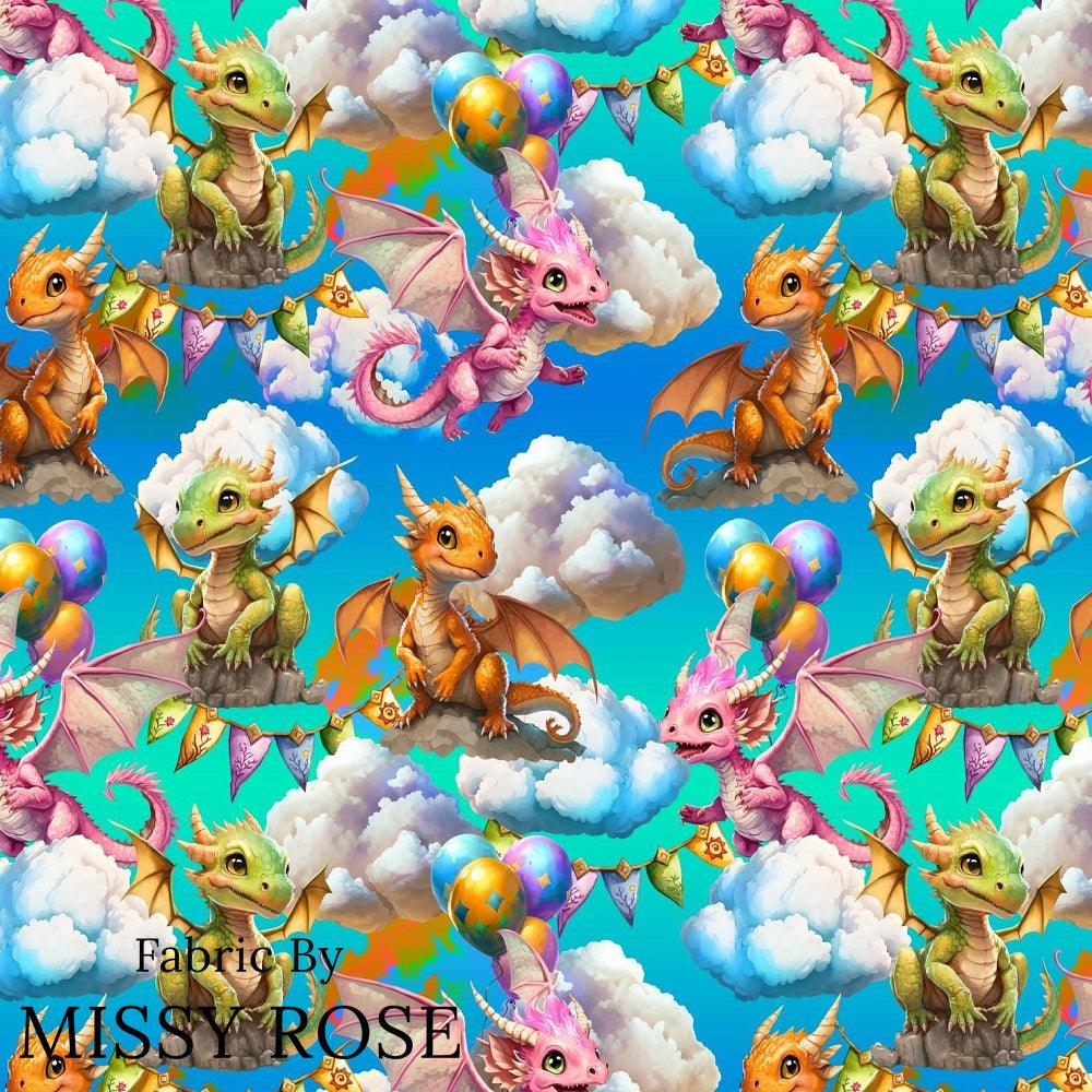Design 287 Cute Dragons Fabric – Australian custom printed fabric pre-order | Fabric by Missy Rose