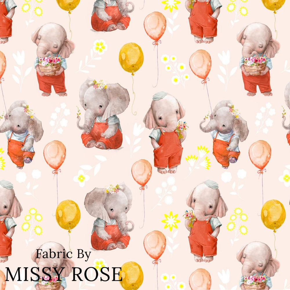 Design 290 - Peach Elephant Fabric