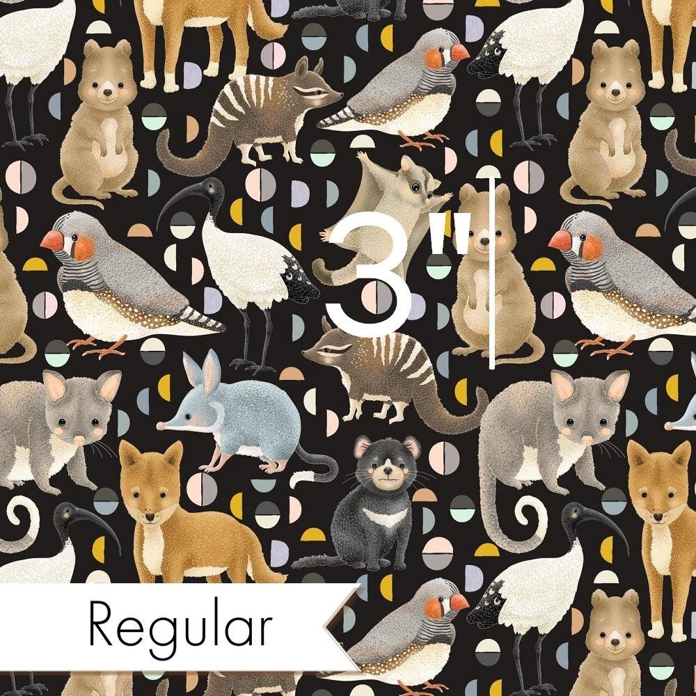 Design 292 Black Australian Animals Fabric – pre-order designer fabric Australia | Fabric by Missy Rose
