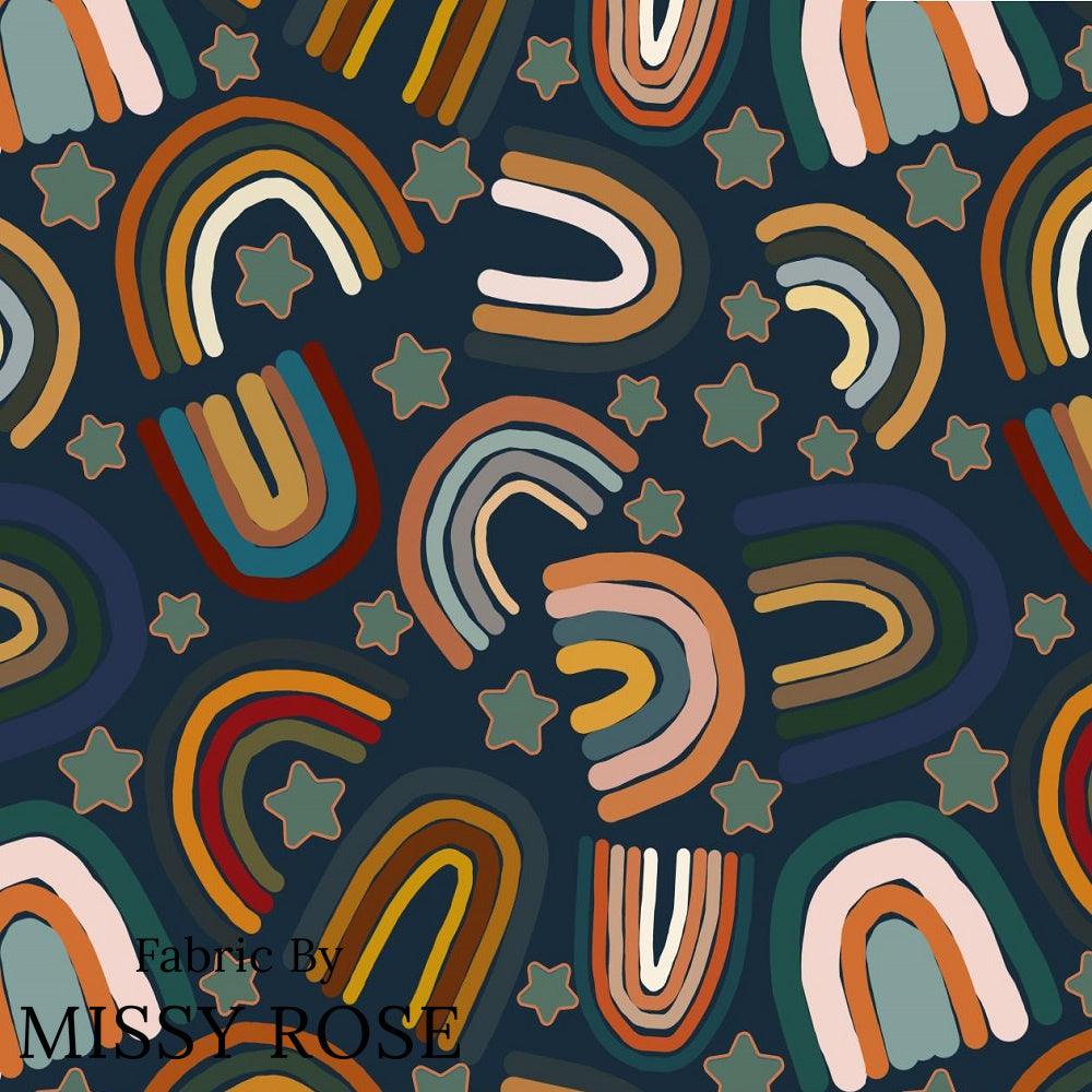 Design 309 Navy Rainbows Fabric – Australian custom printed fabric pre-order | Fabric by Missy Rose