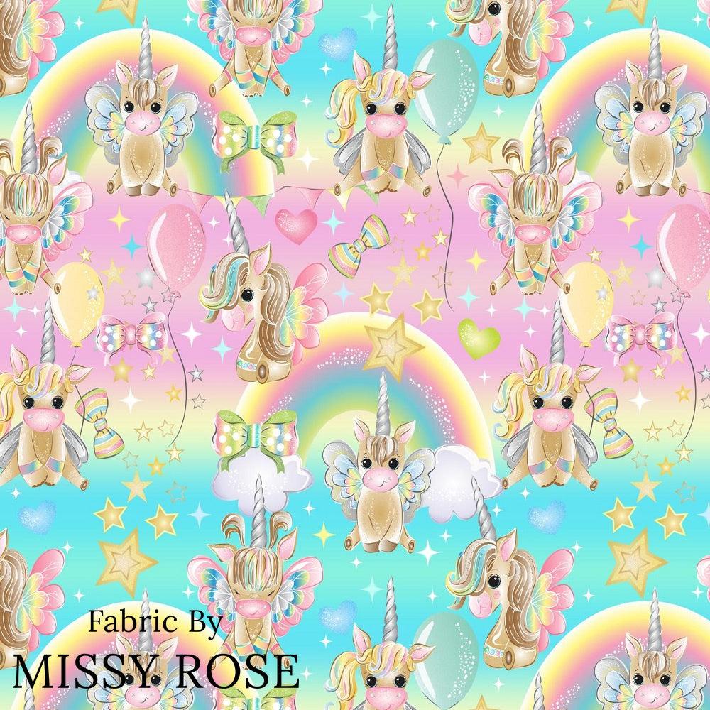 Design 312 Birthday Unicorn Fabric – premium custom printed fabric for sewing | Fabric by Missy Rose
