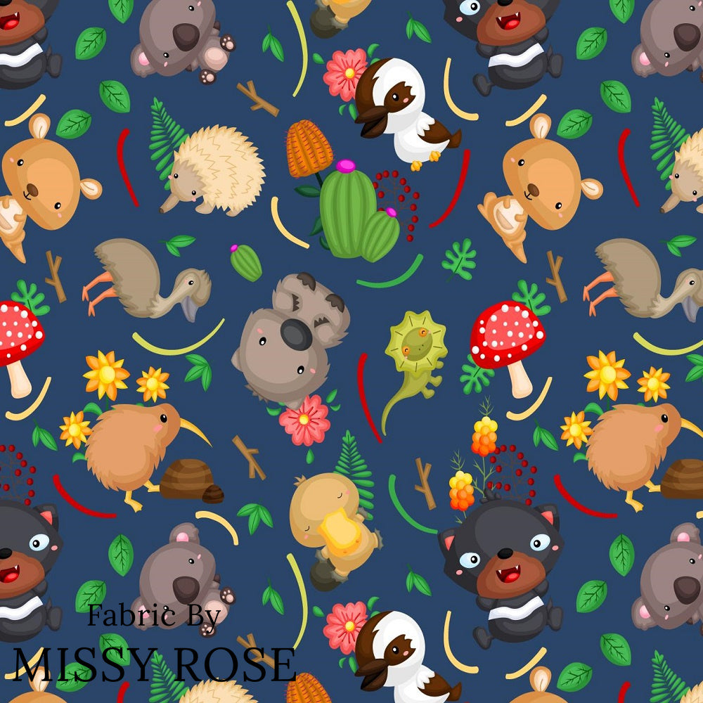 Design 320 - Navy Australian Animals Fabric