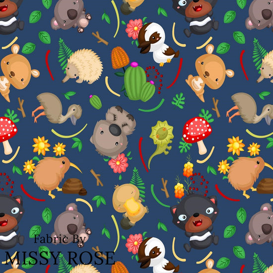 Design 320 - Navy Australian Animals Fabric