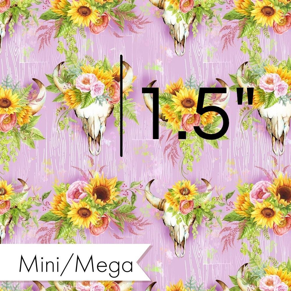 Design 322 Pink Sunflower Bull Skull Fabric – custom printed pre-order fabric Australia | Fabric by Missy Rose