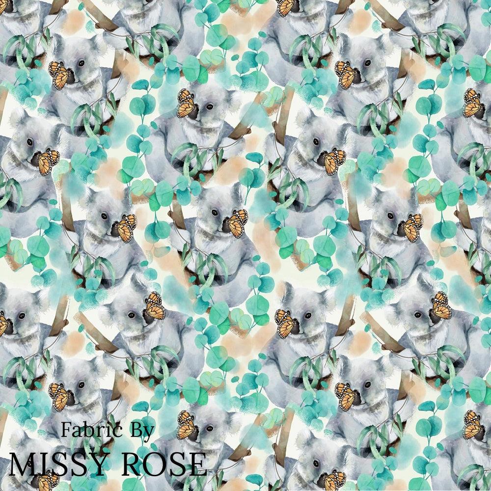 Design 323 Butterfly Koala Fabric – custom printed pre-order fabric Australia | Fabric by Missy Rose