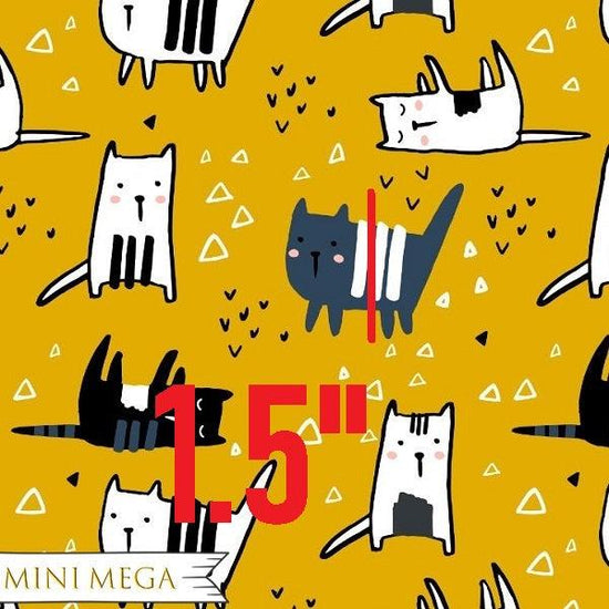 Design 33 - Mustard Cats Fabric - Fabric by Missy Rose Pre-Order