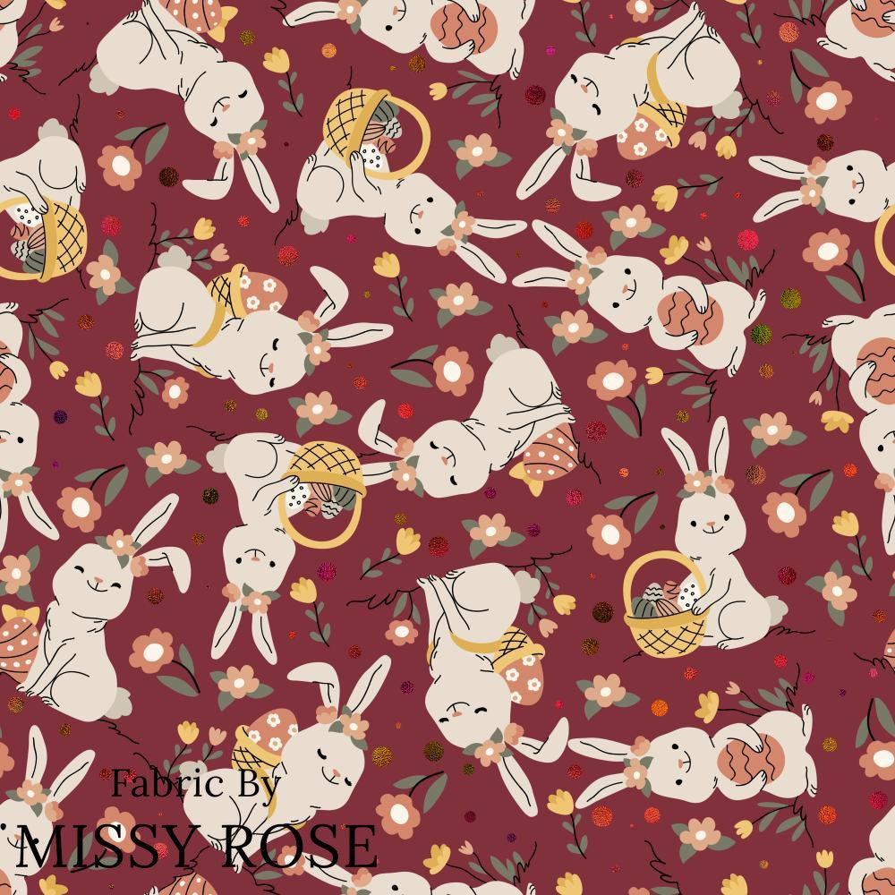 Design 330 Maroon Rabbit Fabric – Australian custom printed fabric pre-order | Fabric by Missy Rose