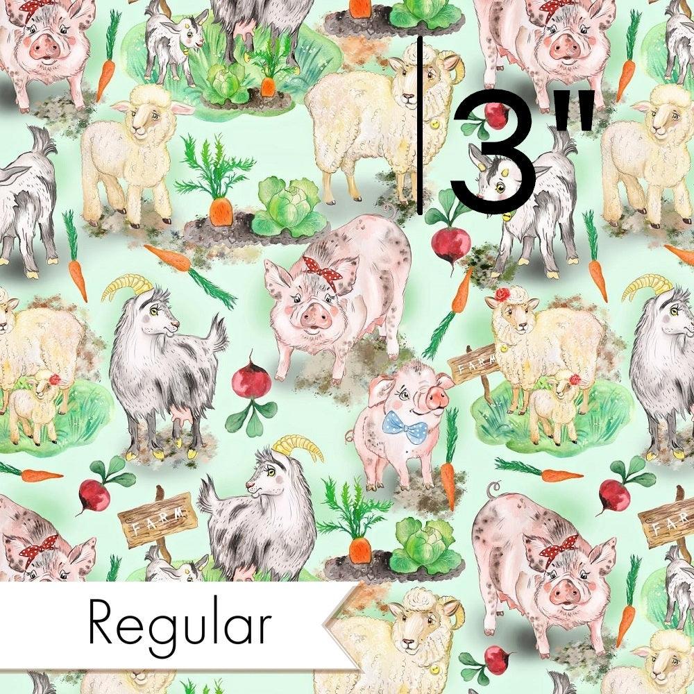 Design 333 Green Farm Animals Fabric – made-to-order custom fabric by the metre | Fabric by Missy Rose