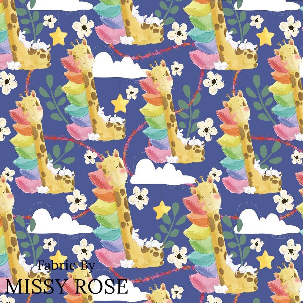 Design 337 Sleepy Giraffe Fabric – custom printed pre-order fabric Australia | Fabric by Missy Rose