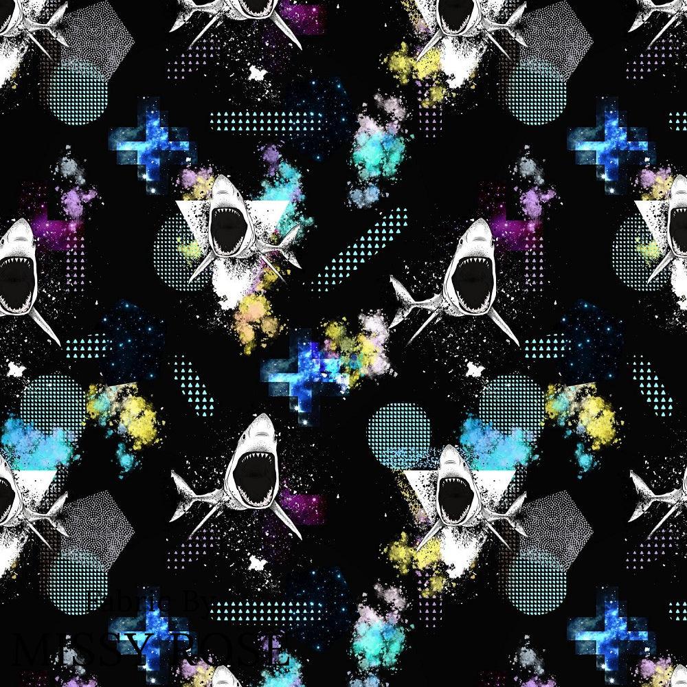 Design 344 Geometric Shark Fabric – Australian custom printed fabric pre-order | Fabric by Missy Rose