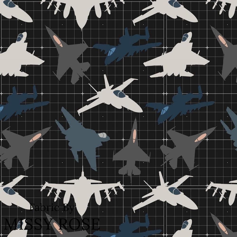 Design 350 Fighter Jet Fabric – premium custom printed fabric for sewing | Fabric by Missy Rose