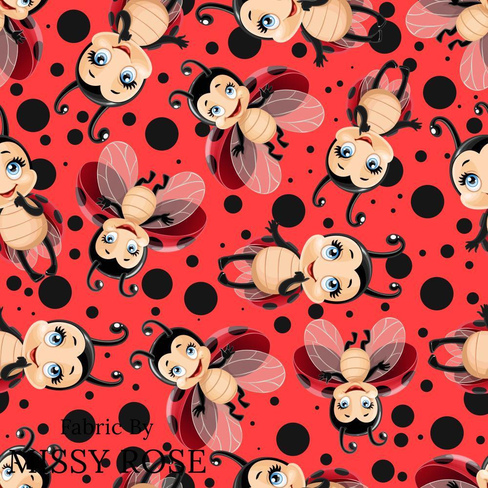 Design 352 Red Lady Bug Fabric – pre-order designer fabric Australia | Fabric by Missy Rose