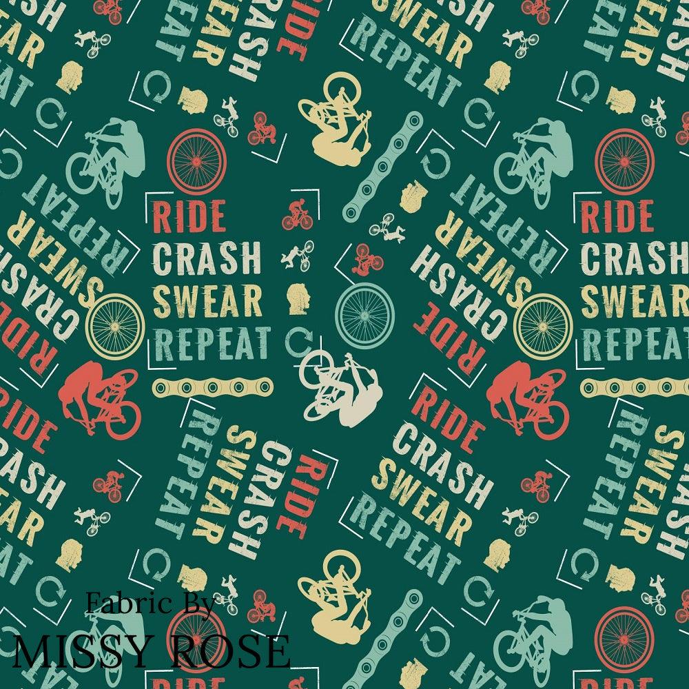 Design 354 Mountain Bike Fabric – premium custom printed fabric for sewing | Fabric by Missy Rose