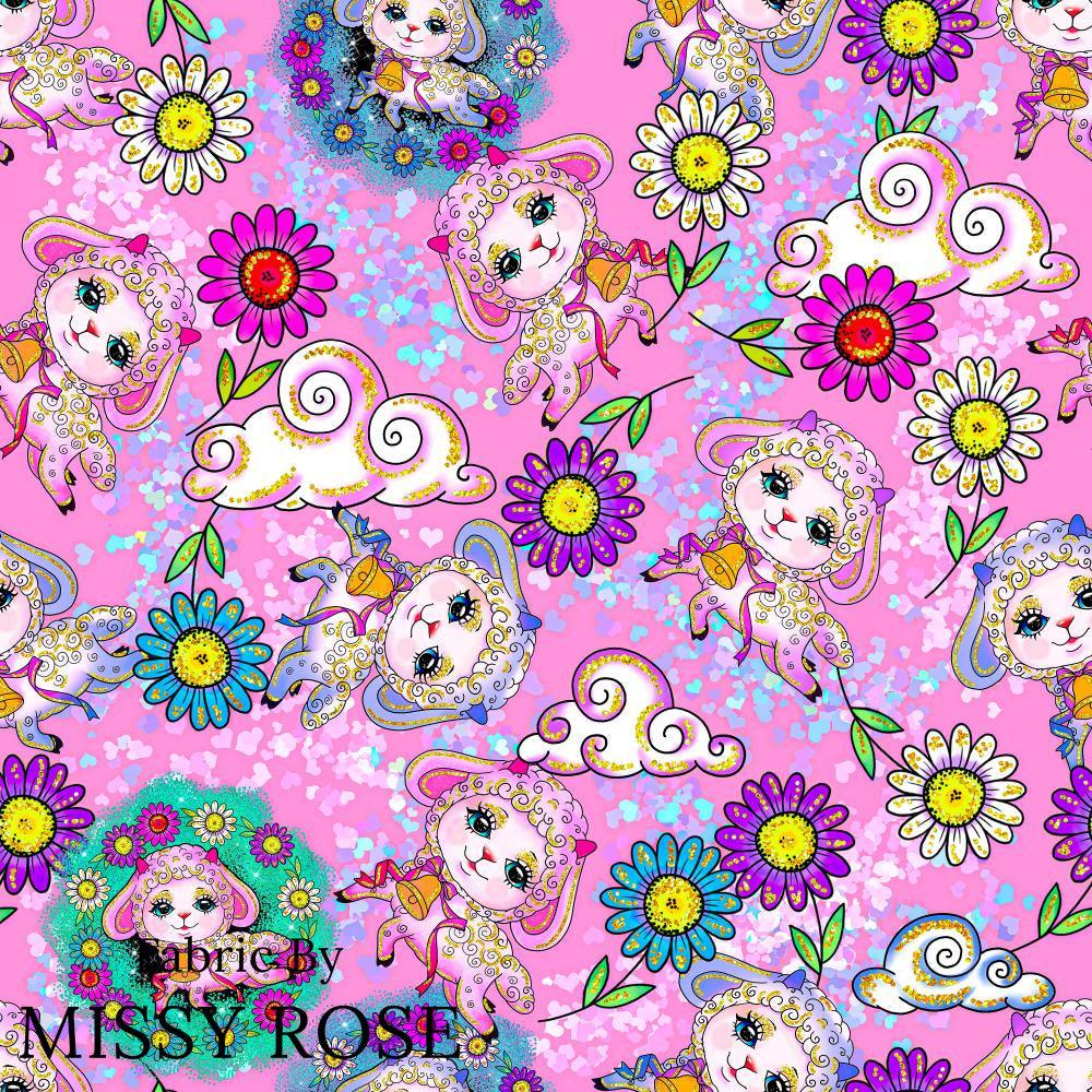 Design 359 Pink Lamb Fabric – made-to-order custom fabric by the metre | Fabric by Missy Rose