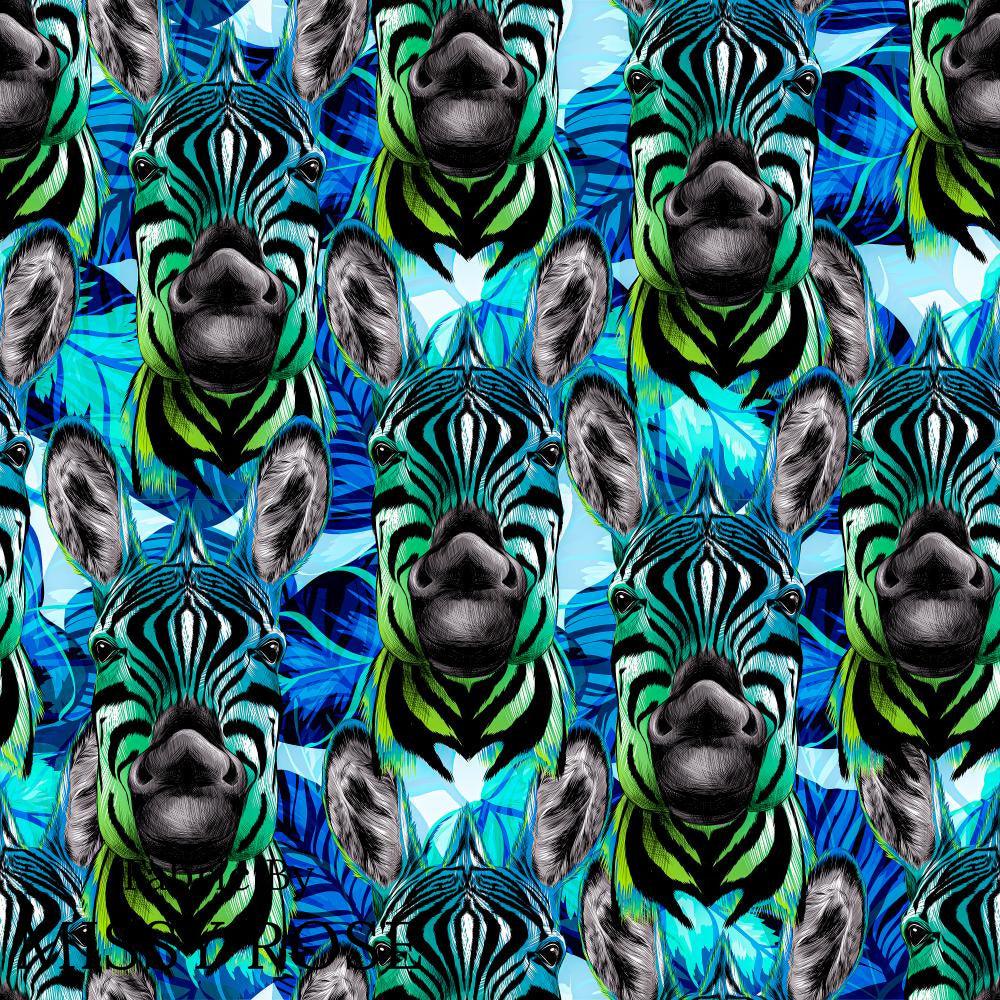 Design 360 Blue Zebra Fabric – premium custom printed fabric for sewing | Fabric by Missy Rose