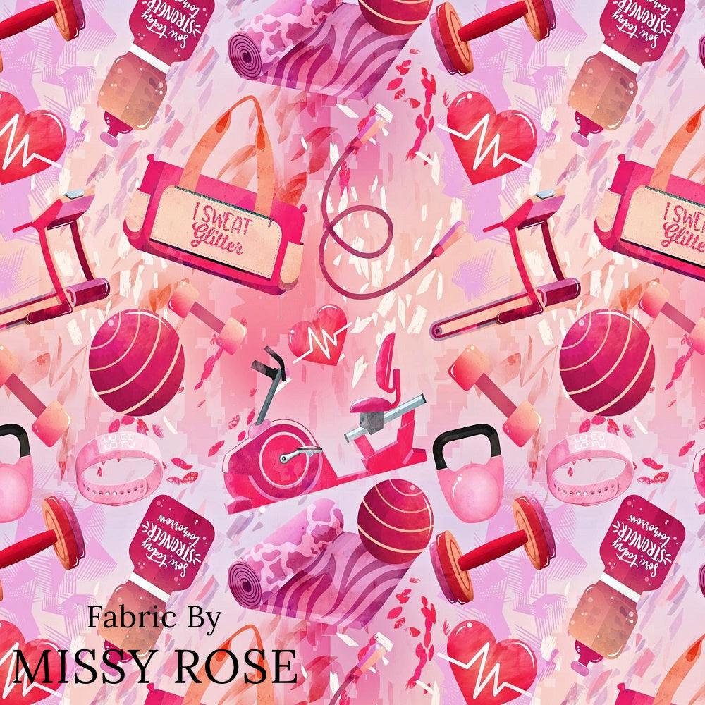 Design 366 Pink Gym Fabric – custom printed pre-order fabric Australia | Fabric by Missy Rose