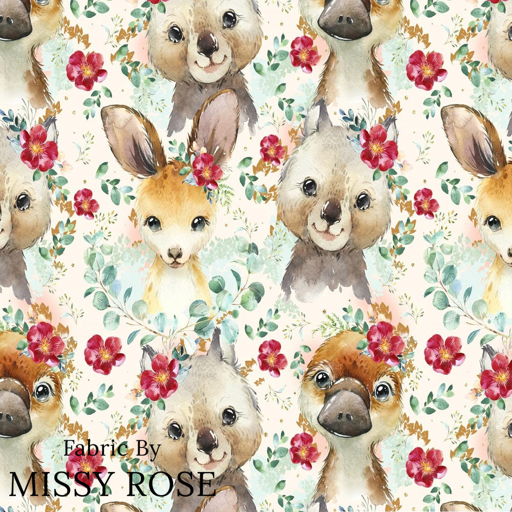 Design 367 - Floral Australian Animals Fabric